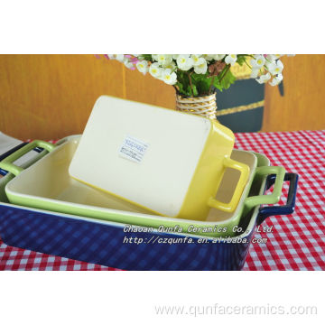 Ceramic snack baking pan griddle plate with handle